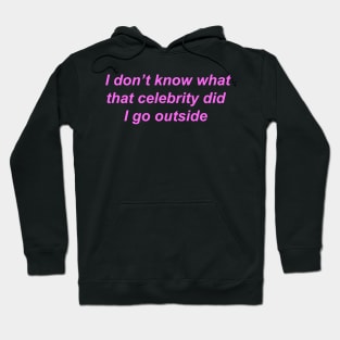 "I don't know what that celebrity did I go outside" ♡ Y2K slogan Hoodie